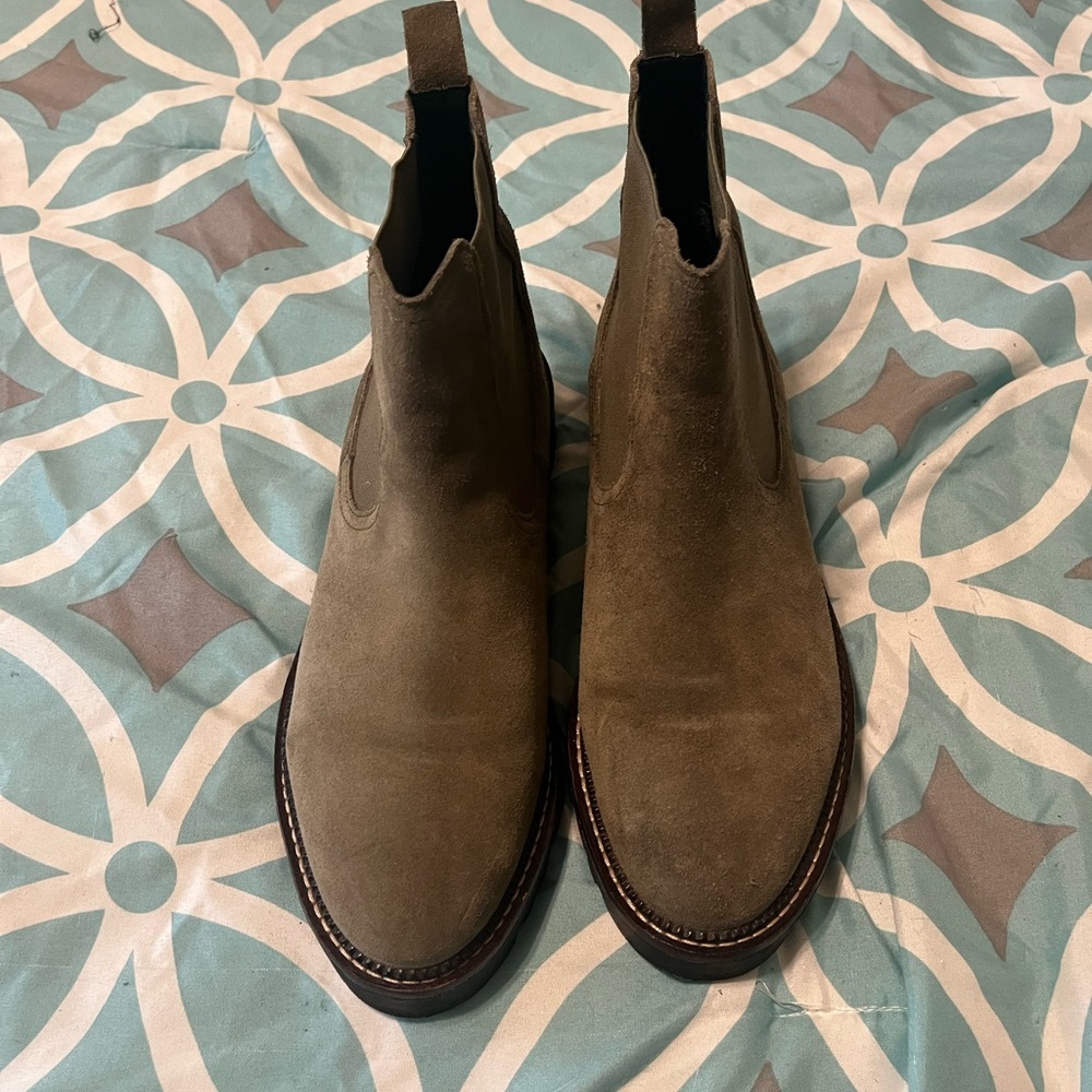 Nordstrom Olive Green Suede Chelsea Boots